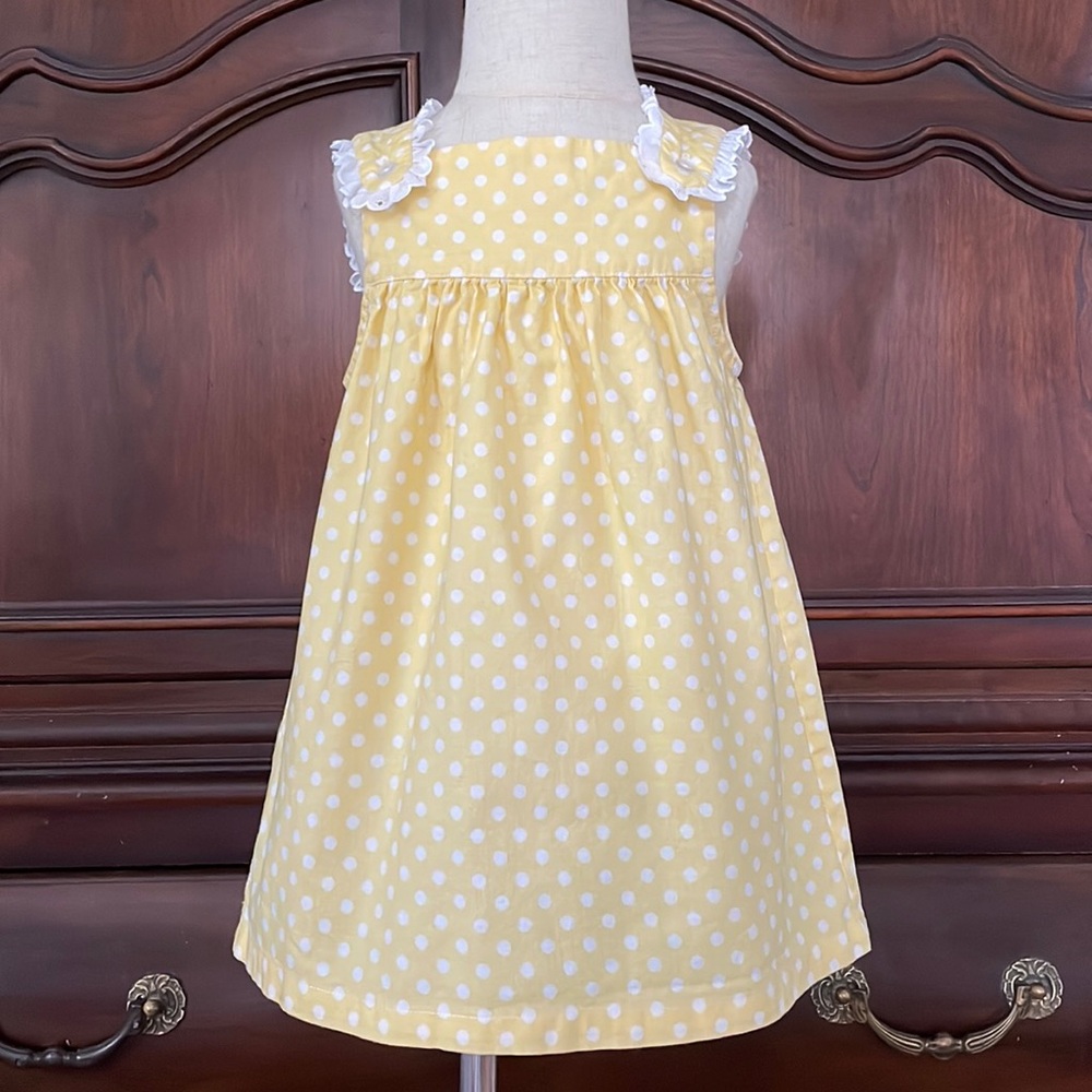 SOUTHERN SUNSHINE KIDS Yellow Polka Dot Tunic Dress Size 5 Ruffle Sleeve